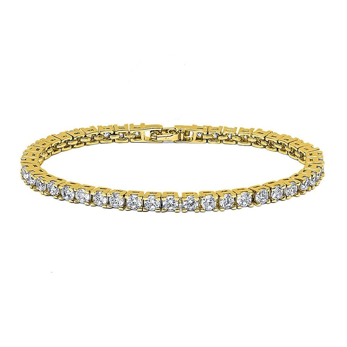 VPKJewelry 12.00 ctw 4 mm Clear Diamonique CZ 18k Gold Plated Tennis Bracelet