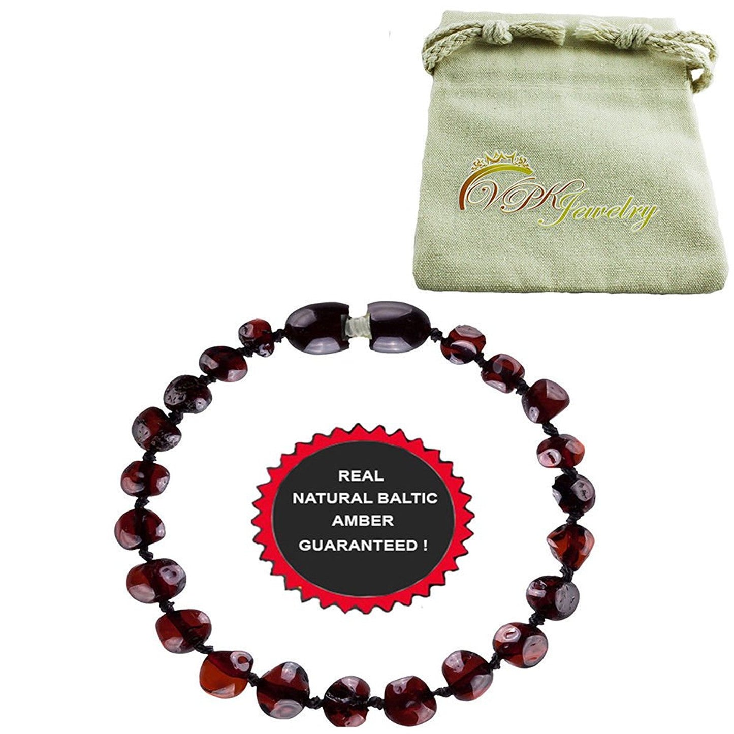 VPKJewelry Amber Teething Bracelet Babies Anti Inflammatory Drooling Pain Reduce Properties Cherry Baltic