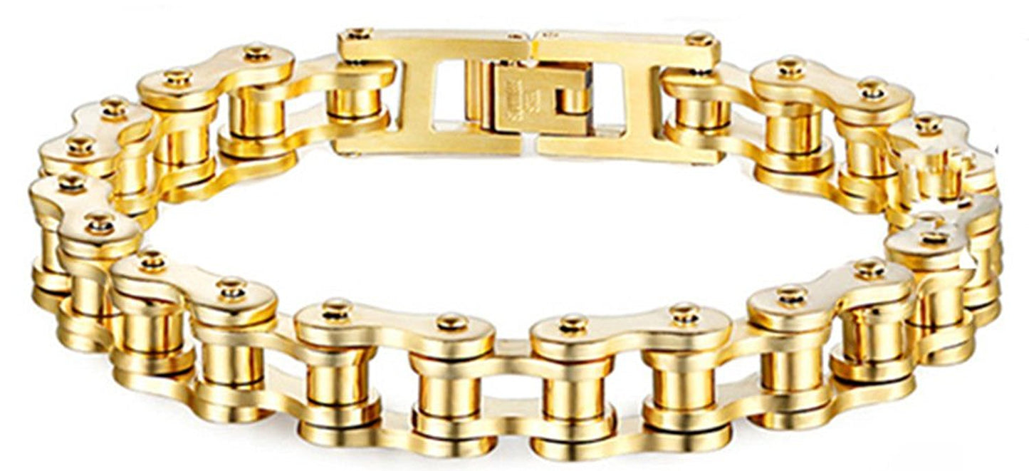 VPKJewelry Men Women Stainless Steel Motorcycle Bike Biker Link Chain Bracelet W 12 mm L 7.5'' 5 color (White)