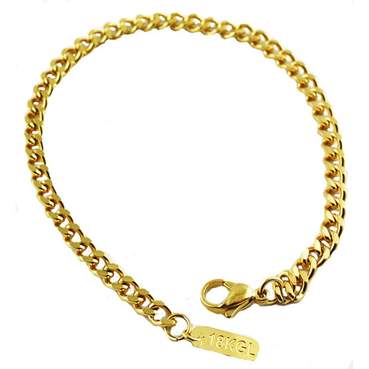 VPKJewelry 18k gold Stainless steel Link Curb Cuban Chain Bracelets 4 mm 7'',8''