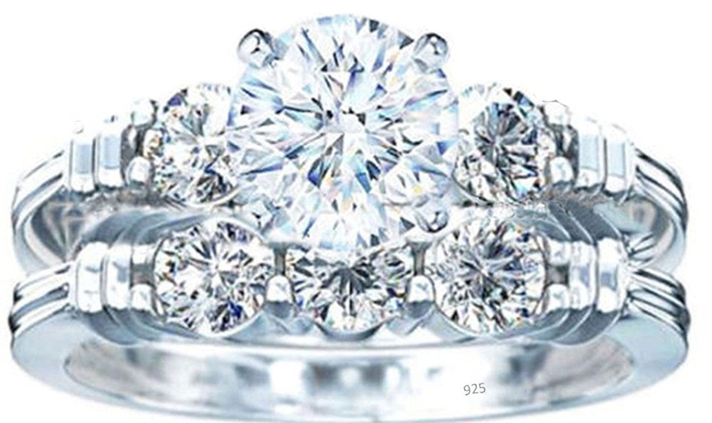 VPKJewelry 2.70 ct Real 925 Sterling Silver Wedding 2 pc set Diamonique CZ Ring Women's Girls (10)