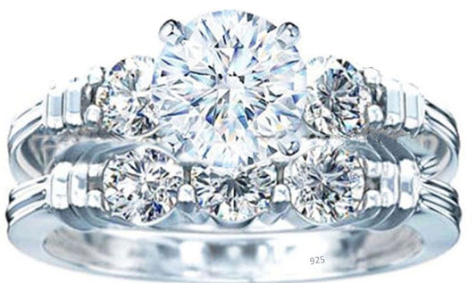 VPKJewelry 2.70 ct Real 925 Sterling Silver Wedding 2 pc set Diamonique CZ Ring Women's Girls (10)