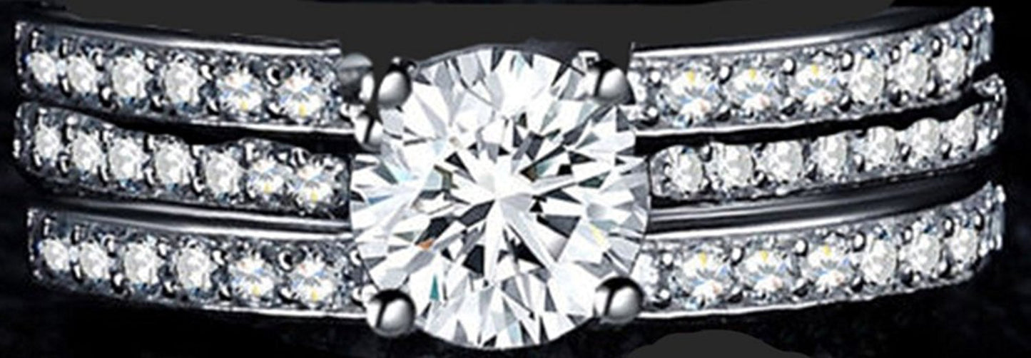 VPKJewelry 2.50 ct Real 925 Sterling Silver Wedding 3 pc set Diamonique CZ Ring Women's Girls (10)
