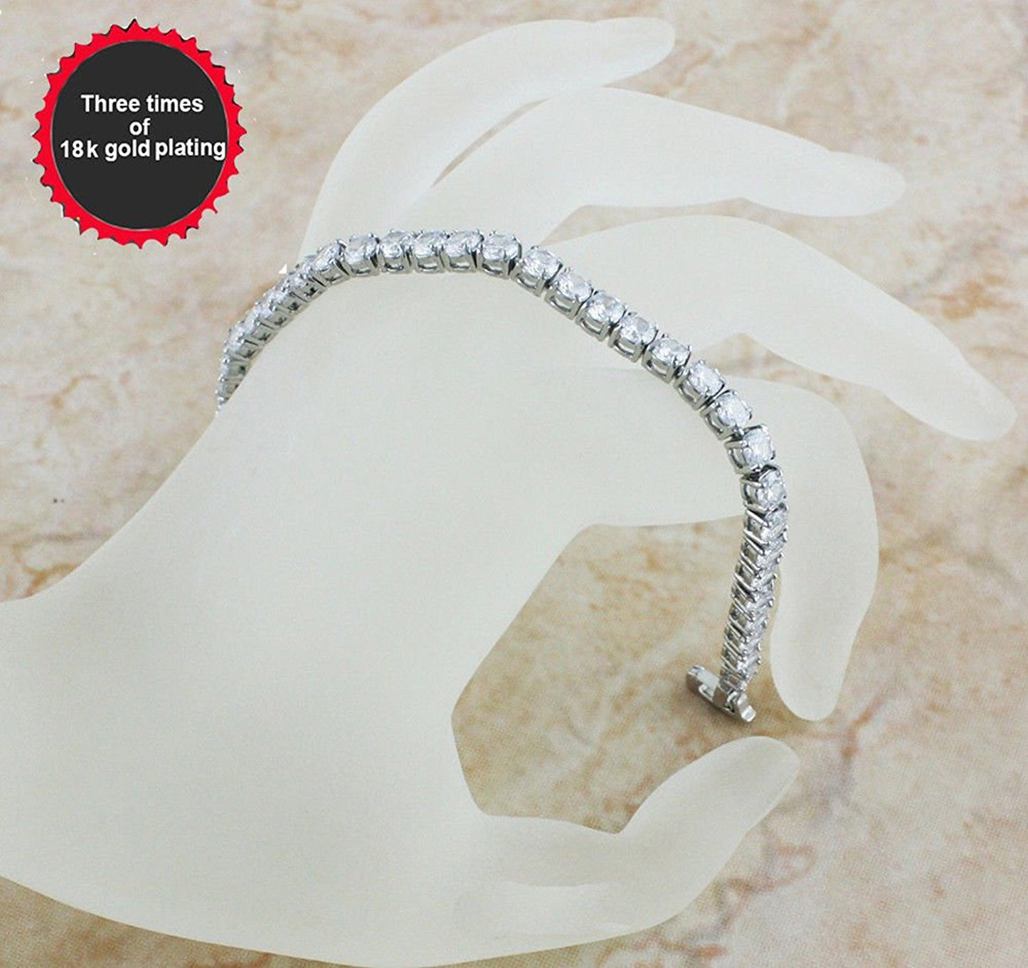 VPKJewelry 12.00 ctw 4 mm Clear Diamonique CZ Rhodium Plated Tennis Bracelet