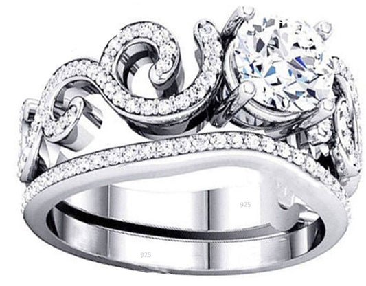 VPKJewelry 2.65 ct Real 925 Sterling Silver Wedding Engagement 2 pc set Ring Women's Girls
