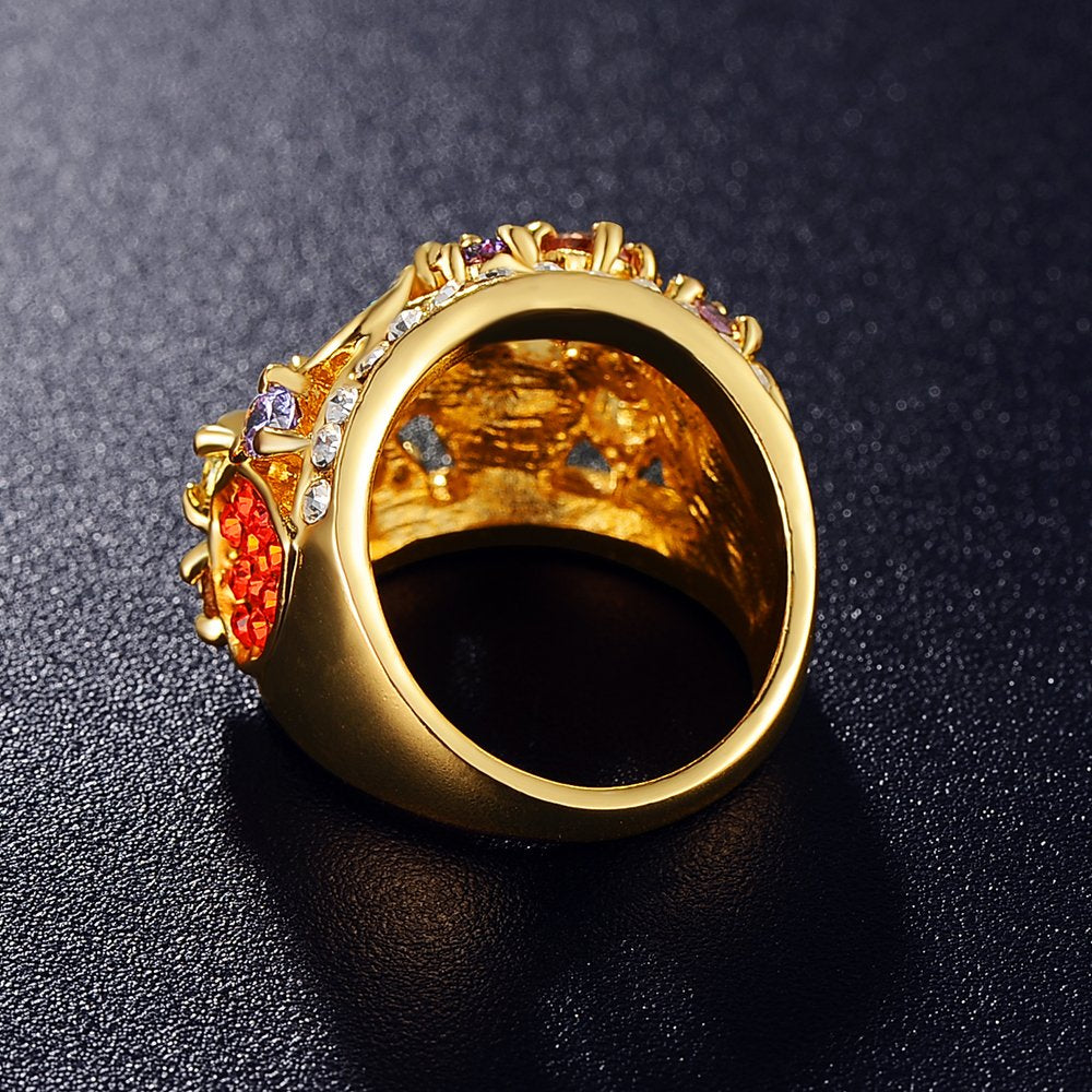 VPKJewelry 18K Gold Plated Austrian Crystal Big Hearts Women's Ladies Girls Ring
