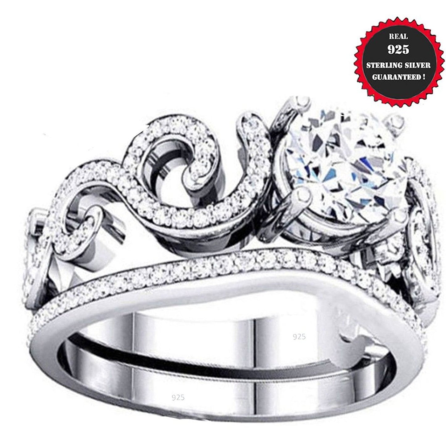 VPKJewelry 2.65 ct Real 925 Sterling Silver Wedding Engagement 2 pc set Ring Women's Girls