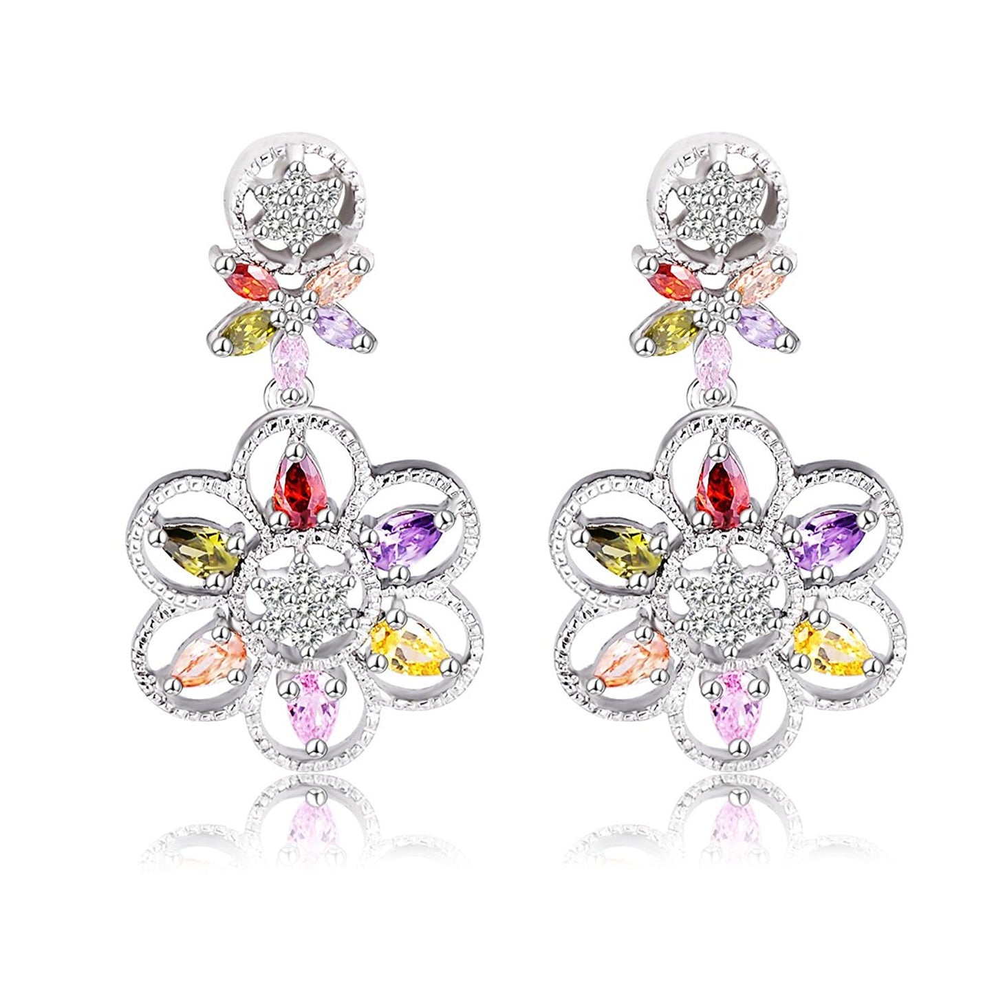 VPKJewelry Platinum Plated Women's ladies Austrian Crystal Diamonique CZ Dangle Earrings