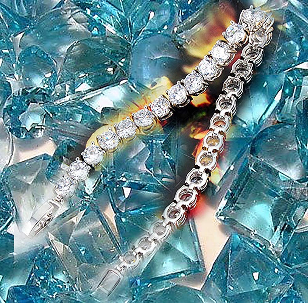 VPKJewelry Tennis Women's Bracelets 18k Yellow or White Gold Plated 5 mm 16-20 ct Diamonique CZ 3 sz (white-gold-plated-base, 17.00)