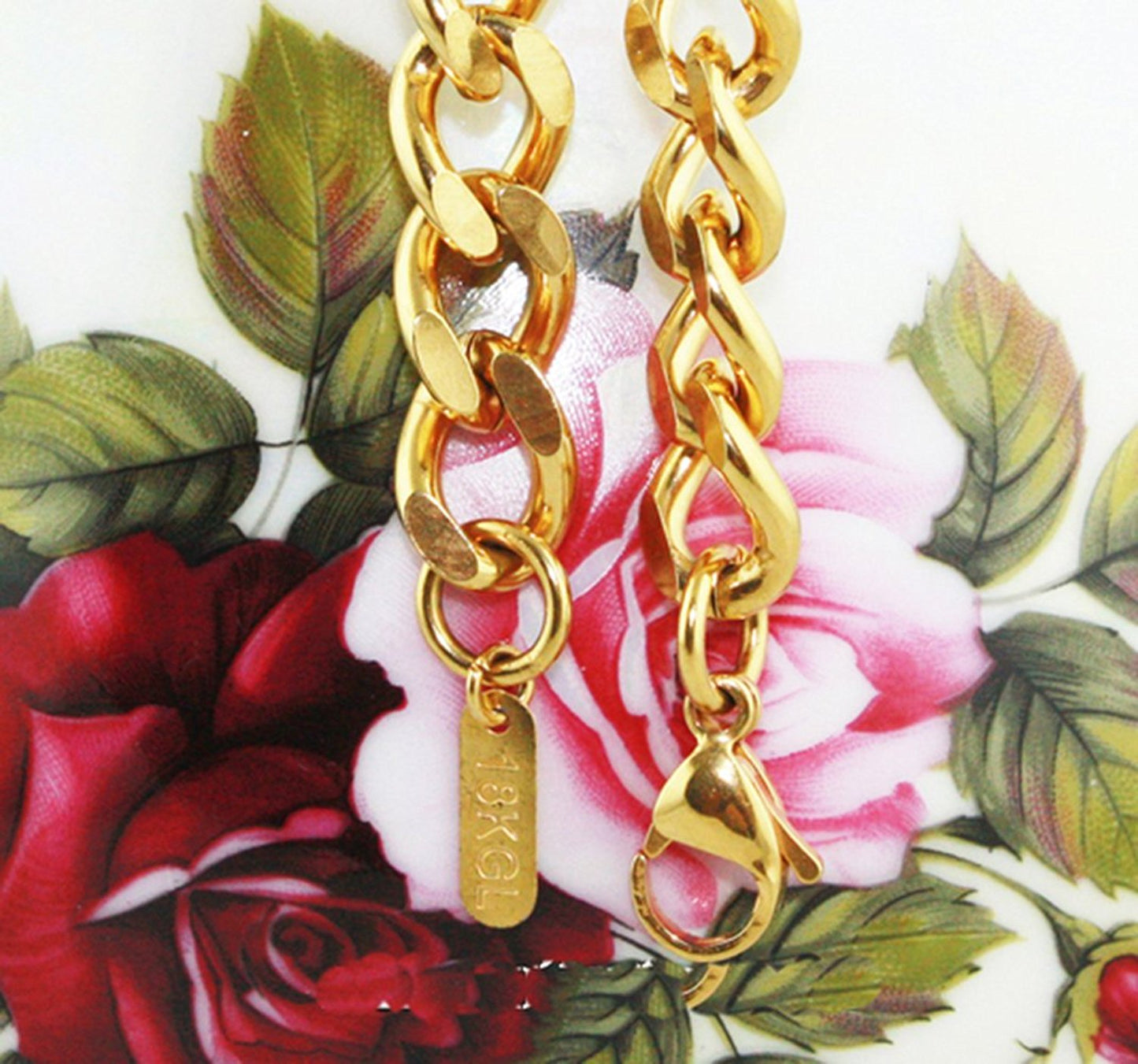 VPKJewelry 18 k gold Stainless steel Link Curb Cuban Chain Bracelets 9 mm 7'',8'' (7.0)