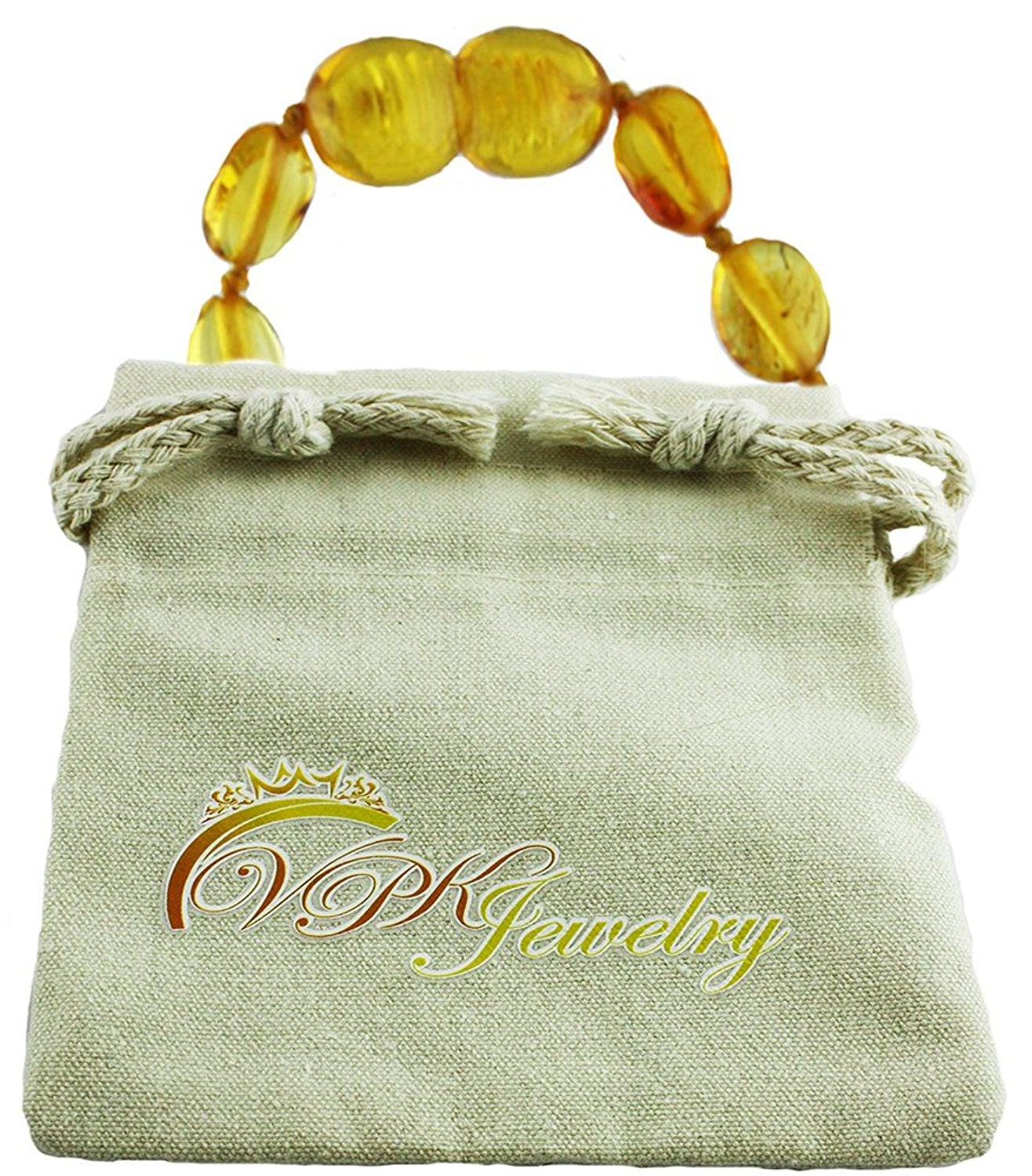 VPKJewelry Amber Teething Oval Bracelet Babies Anti Inflammatory Drooling Pain Reduce Honey Unisex Baltic