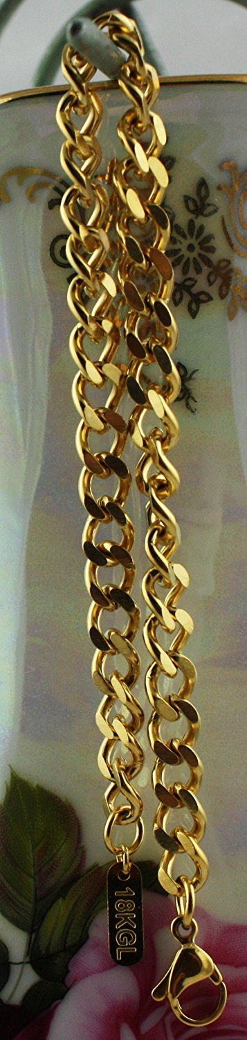 VPKJewelry 18k gold Stainless steel Link Curb Cuban Chain Bracelets 4 mm 7'',8''