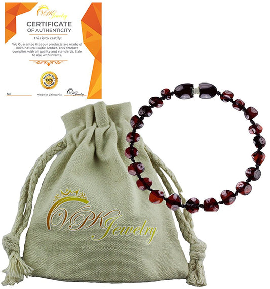VPKJewelry Amber Teething Bracelet Babies Anti Inflammatory Drooling Pain Reduce Properties Cherry Baltic