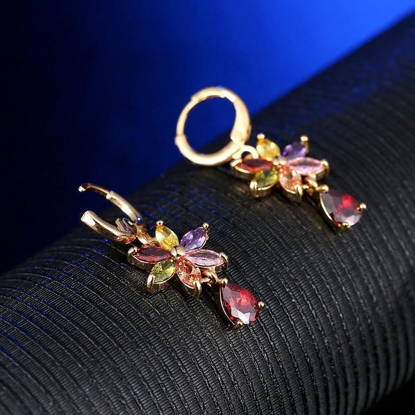 VPKJewelry 18k gold plated Multi Color CZ Set Earrings Pendant 18'' Chain