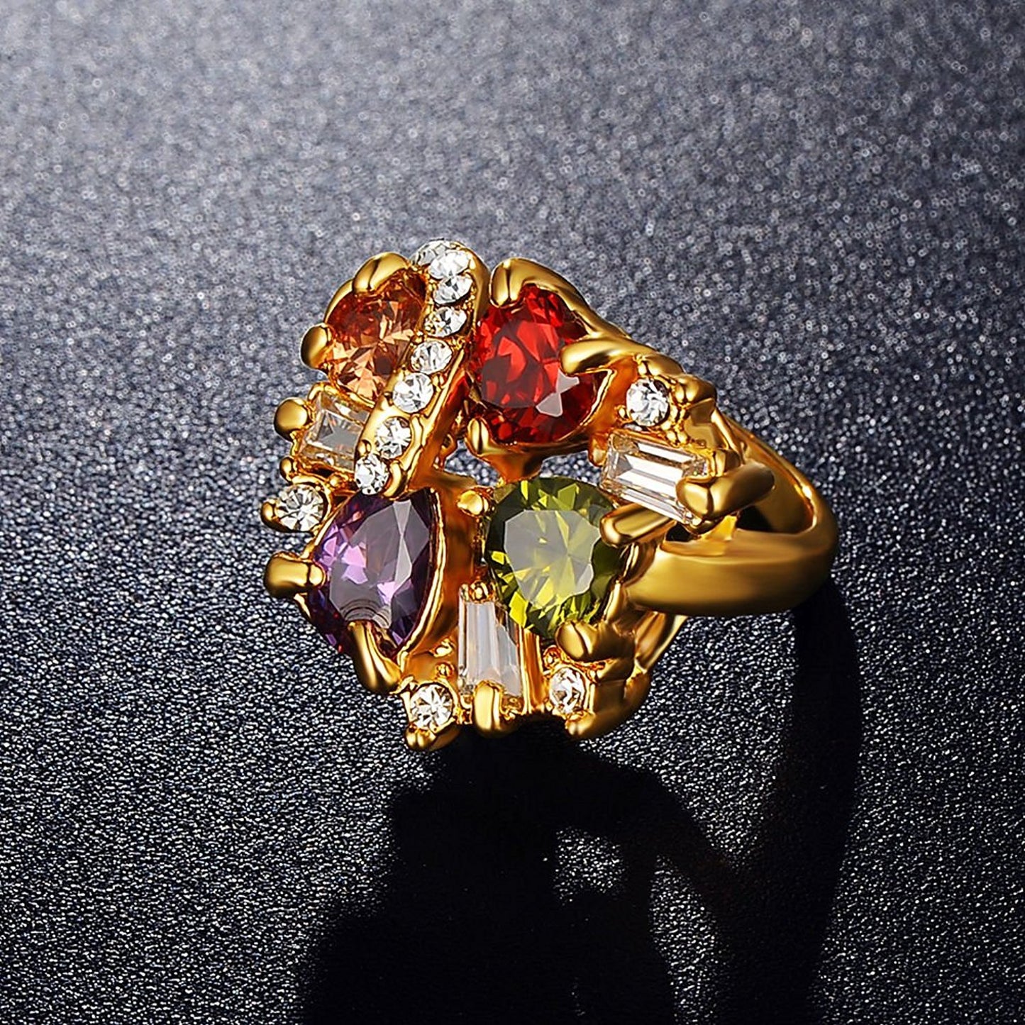 VPKJewelry 18 k Gold Plated Multi-Color Austrian Crystal Women's ladies Girls ring