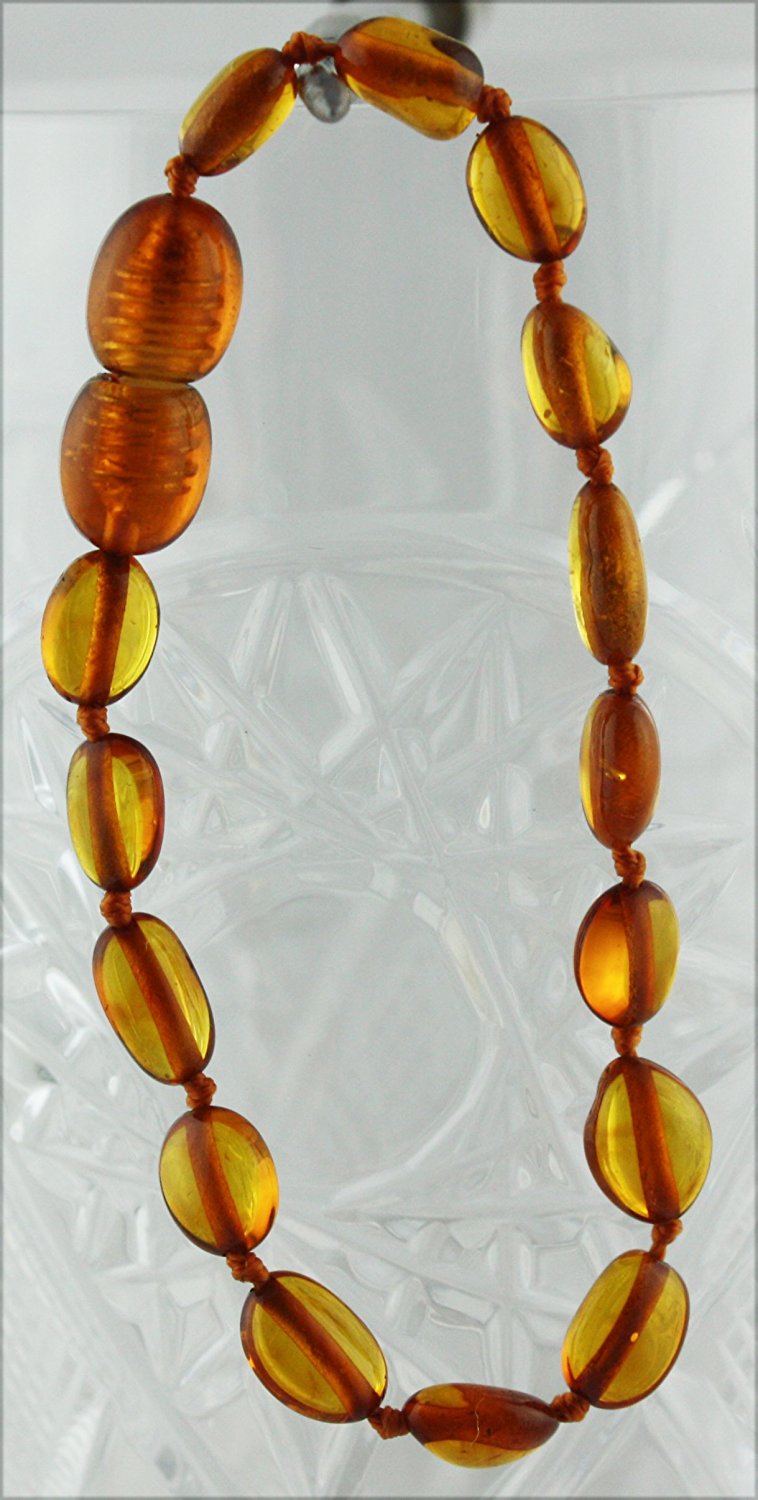 VPKJewelry Amber Teething Oval Bracelet Babies Anti Inflammatory Drooling Pain Reduce Cognac Honey Unisex Baltic