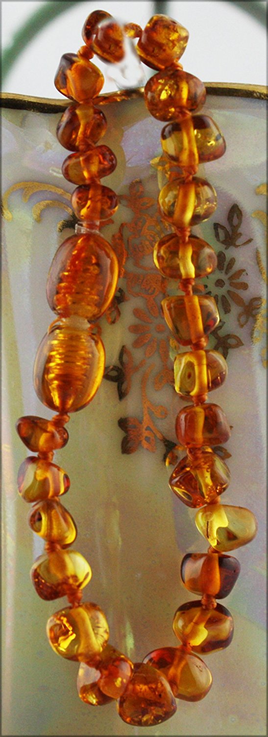 VPKJewelry Amber Teething Bracelet Babies Anti Inflammatory Drooling Pain Reduce Cognac Honey Unisex Baltic