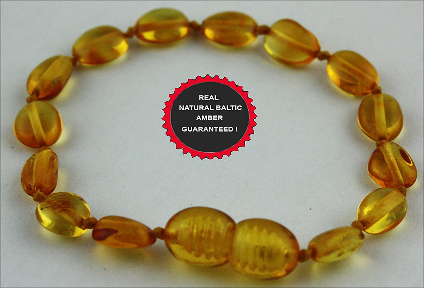 VPKJewelry Amber Teething Oval Bracelet Babies Anti Inflammatory Drooling Pain Reduce Honey Unisex Baltic