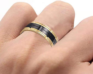 VPKJewelry Mens Women Tungsten Carbide Wedding Band Engagement Ring Gold/Yellow/Black 6mm 8mm Size 6-15