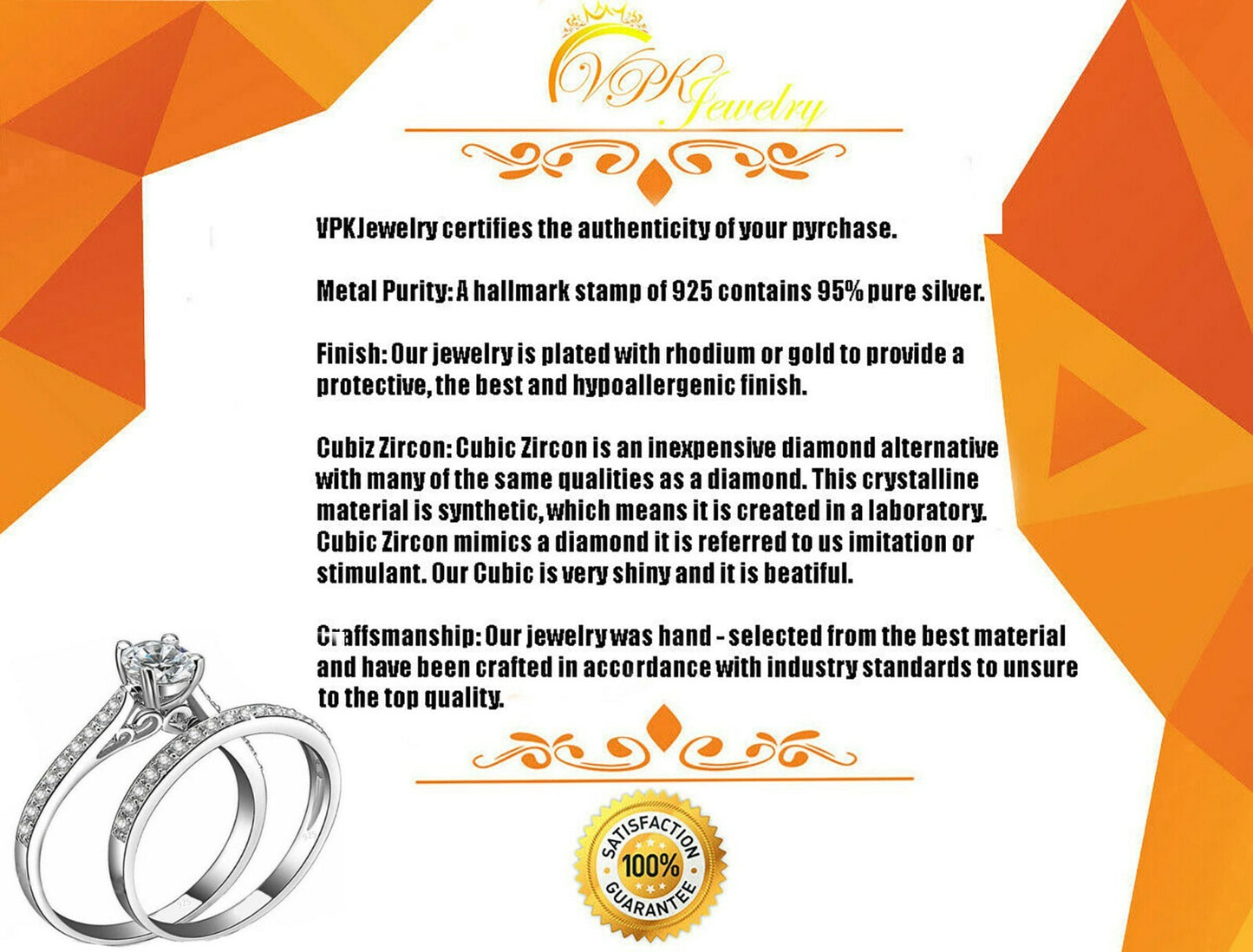 Silver Ring Women Real 925 Sterling  Wedding Engagement Set Band Sz 4-11,5