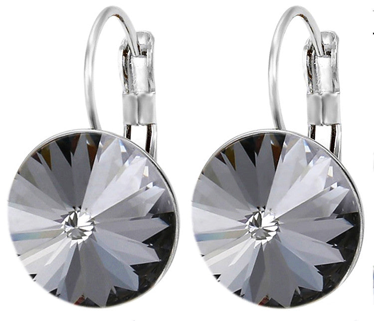 Bella Earrings Women Round Large LEVER BACK made with SWAROVSKI crystal
