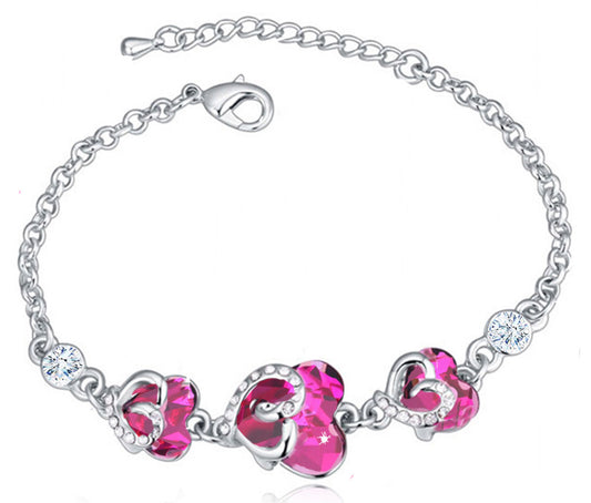  Bracelet Golden Fushia  color made with Swarovski elemets 14k Gold Plated 