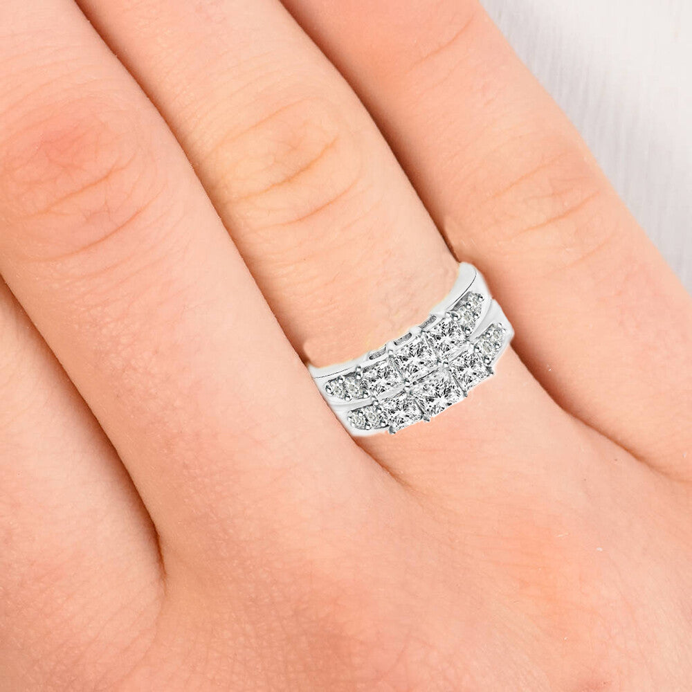 Silver Ring Gold Plating Real 925 Sterling Women 6ct Cubic Zirconia  sz 4-11.5