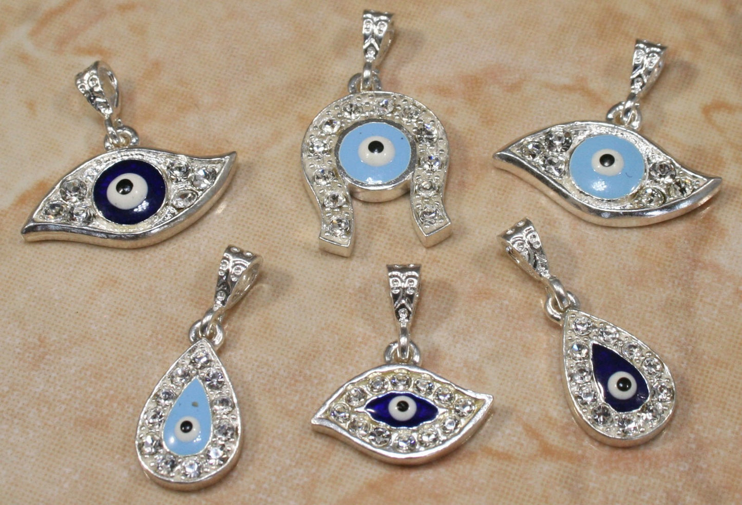 VPKJewelry Real 925 sterling silver Evil Eye Blue Greek Charm Pendant 