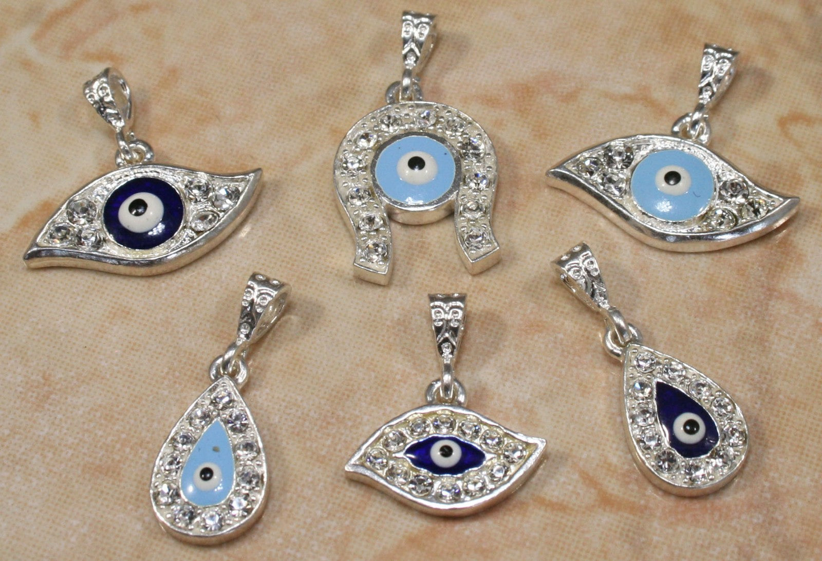 VPKJewelry Real 925 sterling silver Evil Eye Blue Greek Charm Pendant 
