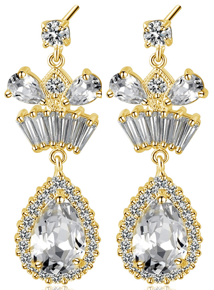 Wedding Dangle treardrop Brides Earrings Silver or Gold plated Bridal           