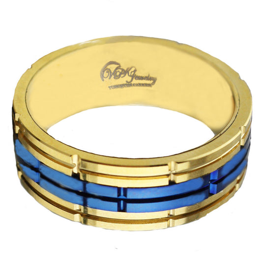 Tungsten VPKJewelry Ring Men Wedding  Band Rose Gold Blue 8 mm sc 10 