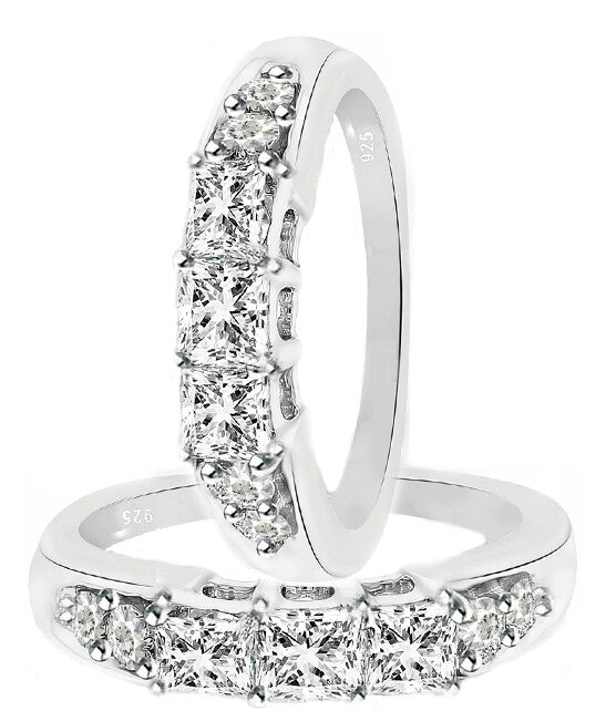 Silver Ring Gold Plating Real 925 Sterling Women 6ct Cubic Zirconia  sz 4-11.5