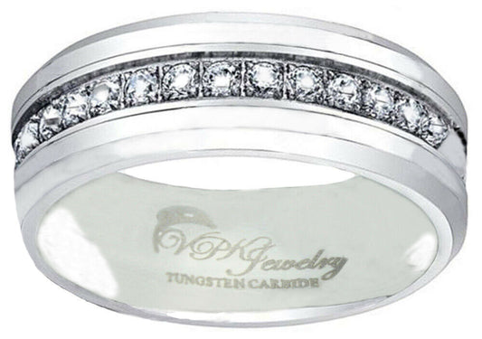 6 - 8mm Tungsten Carbide Men/Women Wedding Band Ring 13 CZ  sz 4-15 VPKJewelry  