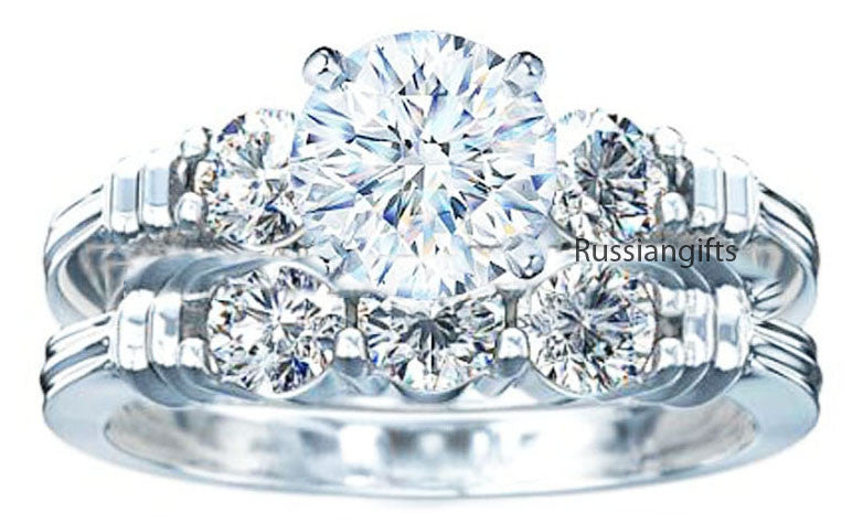 Silver Ring 925 sterling Women Wedding Cubic Zirconia Ring 2.7ct 2pc Sz 4-11,5