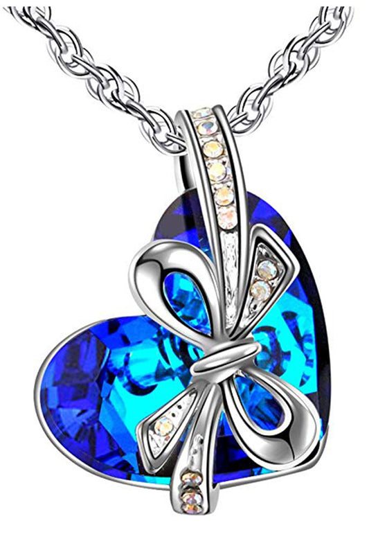 Heart Bowtie Nekclace Crystal Pendant made with SWAROVSKI elements           