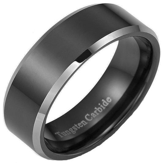 VPKJewelry 6-8mm Tungsten Carbide Black Brushed Men/Women Wedding Band Ring 