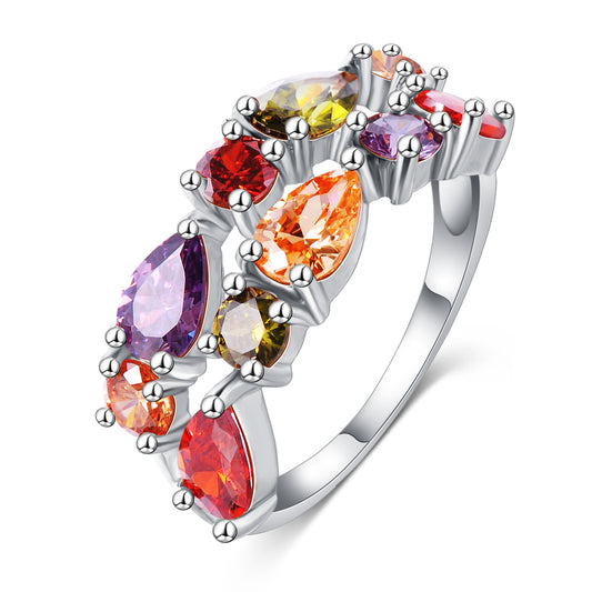 VPKJewelry Beautiful 18 k white gold plated Multi-Color Austrian Crystal ring 
