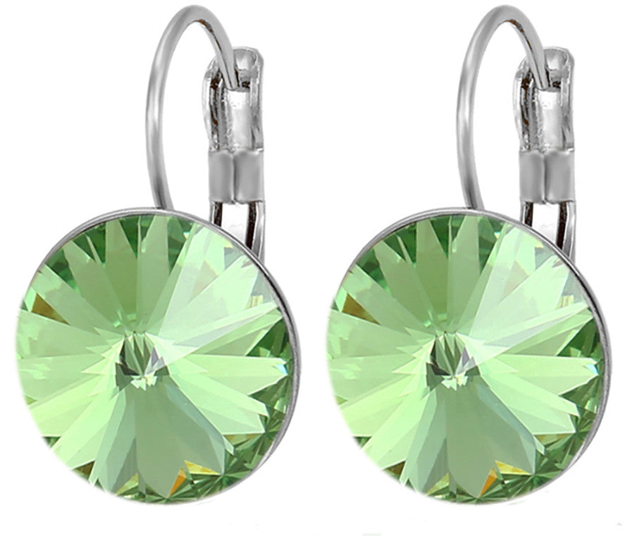 Bella Earrings Women Round Large LEVER BACK made with SWAROVSKI crystal