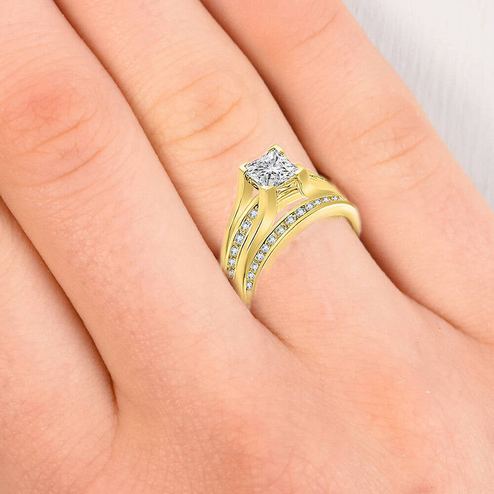 Women's Real 925 sterling silver Band Wedding set Cubic Zirconia Ring Sz 4-11.5