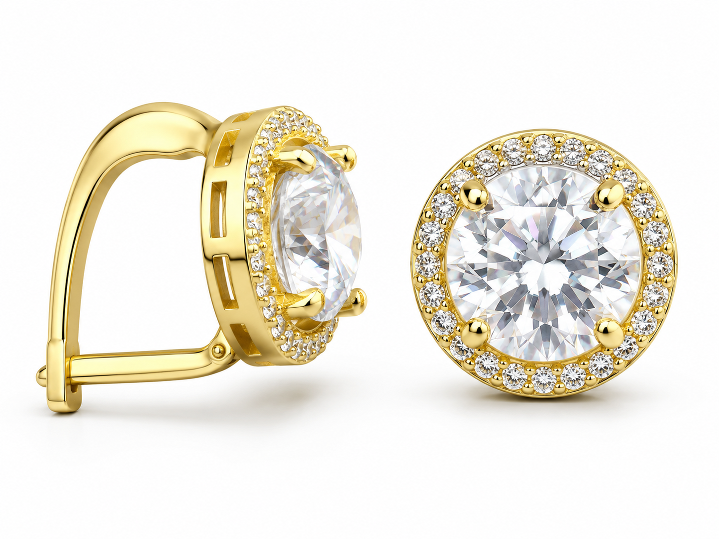 VPKJewelry Women's 18K White or Yellow Gold-Plated Russian Back Earrings - Cubic Zirconia CZ