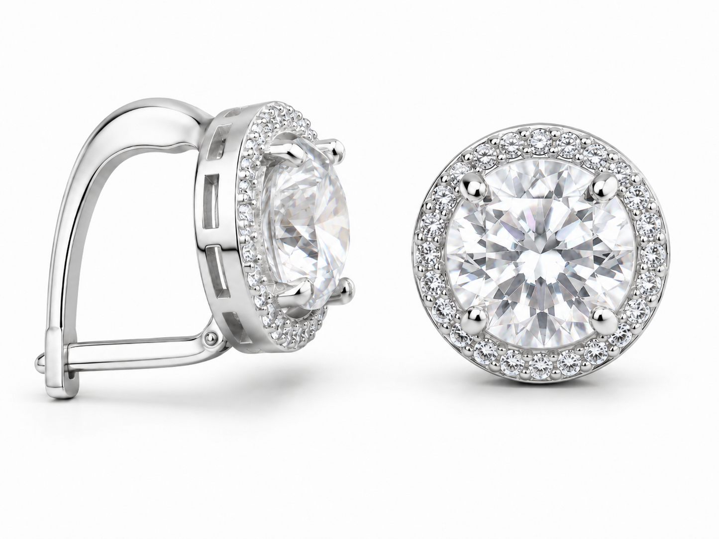 VPKJewelry Women's 18K White or Yellow Gold-Plated Russian Back Earrings - Cubic Zirconia CZ