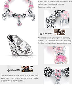 VPKJewelry Owl Murano and Austrian Crystal Charm Bracelet Bead Chain Silver Plated