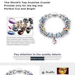 VPKJewelry Silver Tone Chain Crystal Monkey Bead Murano Glass Charm Bracelet
