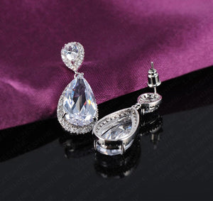 VPKJewelry Weddings Drop Earrings Austrian Crystal Chandelier Dangle White or Yellow Gold plated 39x14 mm (White)