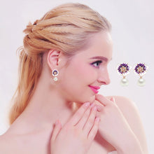 VPKJewelry Women's 18k Gold Plated Austrian Crystal Diamonique CZ Enameled Pearl Dangle Earrings
