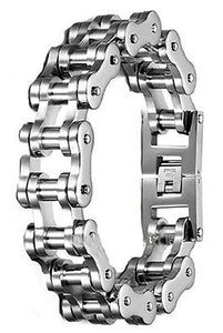 VPKJewelry Men's Stainless Steel Silver Motorcycle Bike Biker Link Chain Bracelet L 8'' 9''10'' W 23 mm