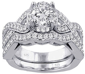 VPKJewelry 3.30 ct Real 925 Sterling Silver Wedding Engagement 2 pc set Ring Women Ladies Girls (10)