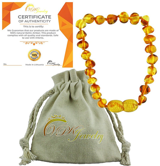 VPKJewelry Amber Teething Bracelet Babies Anti Inflammatory Drooling Pain Reduce Honey Unisex Baltic