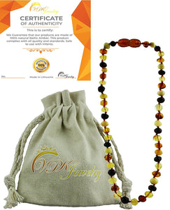 VPKJewelry Amber Teething Necklace Babies Anti Inflammatory Drooling Pain Reduce Properties Multi-color Baltic