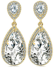 VPKJewelry Weddings Drop Earrings Austrian Crystal Chandelier Dangle White or Yellow Gold plated 39x14 mm (White)